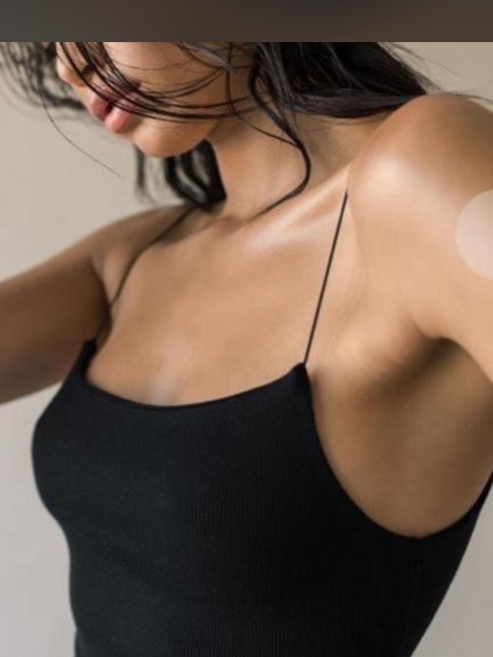 Joah Brown Black Ribbed Spaghetti Strap Cami